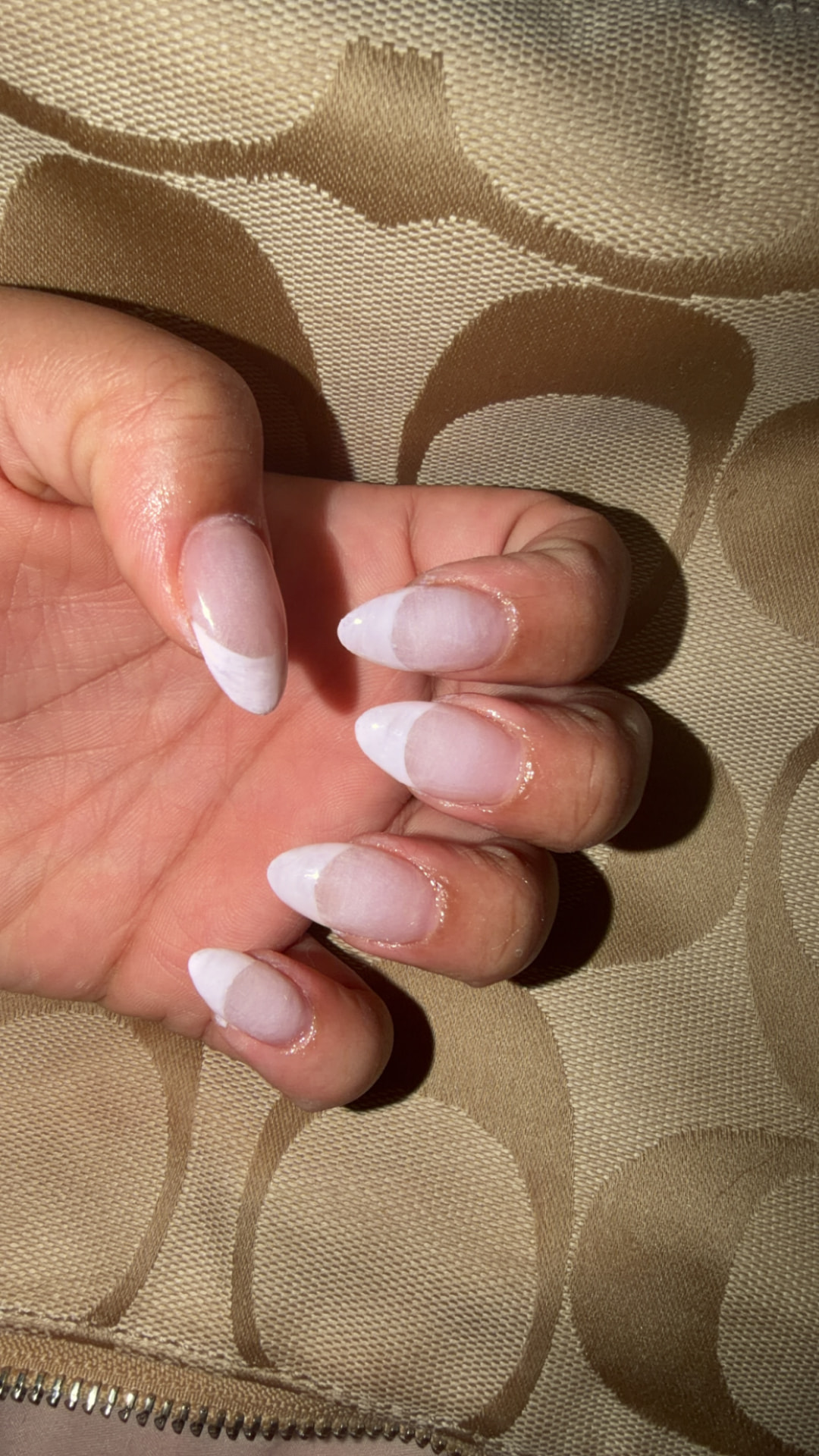 Soft french almond set with a sheer pink base